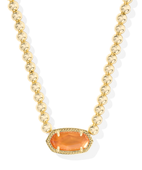 Kendra Scott Elisa Beaded Necklace in Gold Papaya Mother of Pearl
