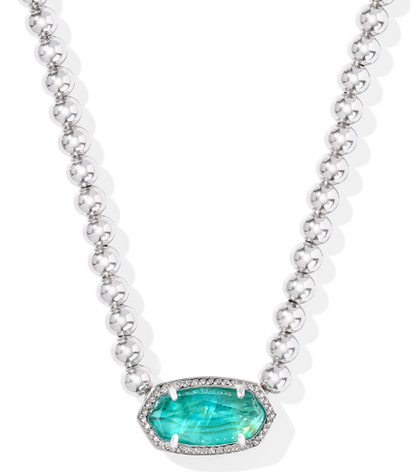 Kendra Scott Elisa Beaded Necklace in Silver Bright Aqua Illusion