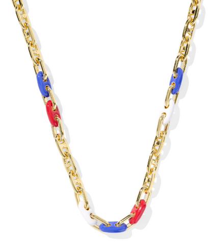 Kendra Scott Bailey Chain Necklace in Red White Blue Mix