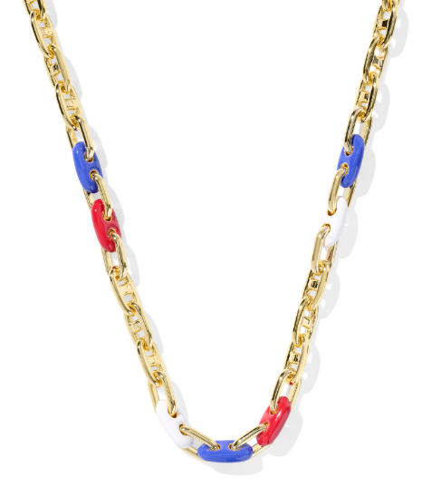 Kendra Scott Bailey Chain Necklace in Red White Blue Mix