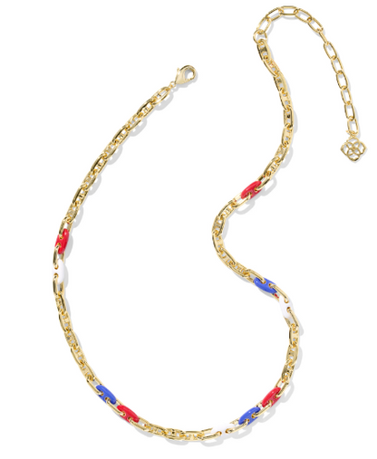Kendra Scott Bailey Chain Necklace in Red White Blue Mix