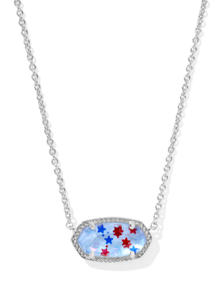 Kendra Scott Elisa Necklace in Silver White Blue Star Illusion