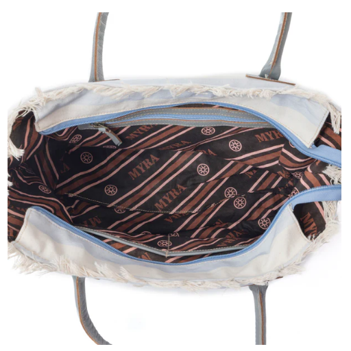 St. Tropez Tote Bag in White & Sky Blue