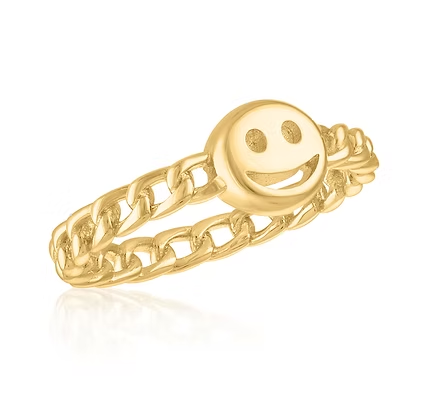 Layers Smiley Face Gold Rings