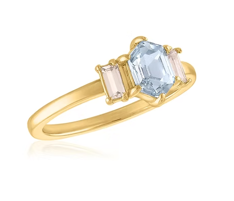 Layers Hexagon Step Cut Gold Ring