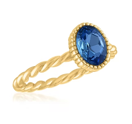 Layers Light Sapphire Oval Gold Ring