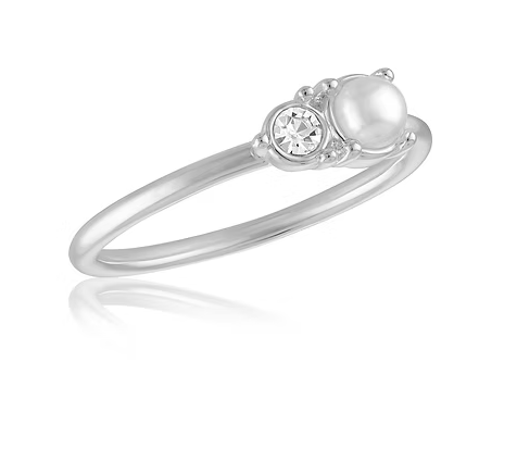 Stacks Pearl & Cubic Zirconia Duo Ring
