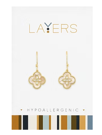Layers Gold Seashell Quatrefoil Dangle Earrings