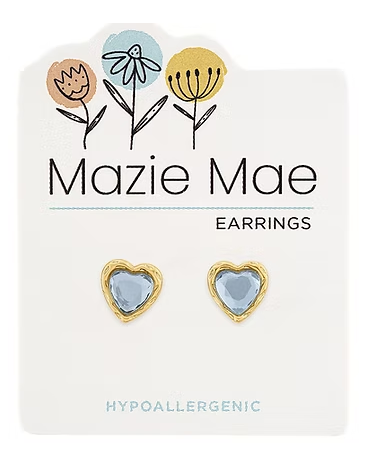 Mazie Mae Gold Light Sapphire Resin Heart Stud Earrings