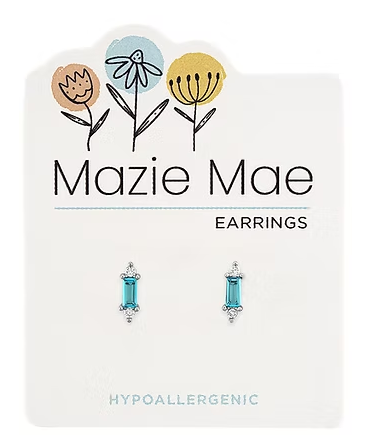 Mazie Mae Silver Aquamarine Solitaire Stud Earrings