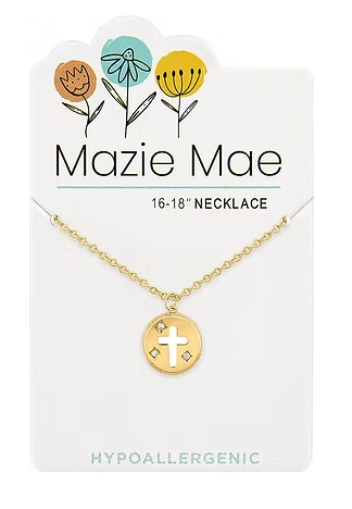 Mazie Mae Gold Round Enamel Cross Necklace