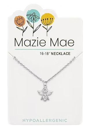 Mazie Mae Silver Cubic Zirconia Angel Necklace