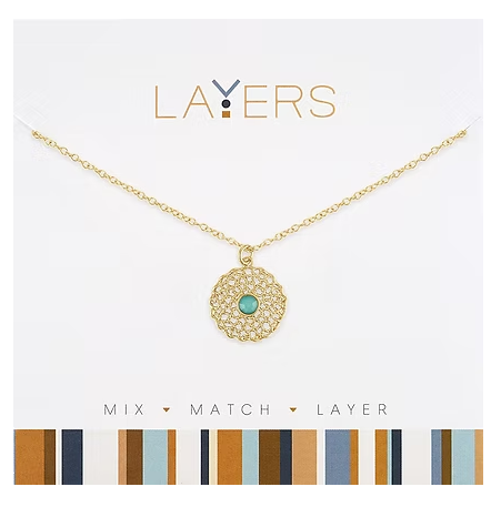 Layers Gold Pacific Opal & Delicate Mesh Necklace