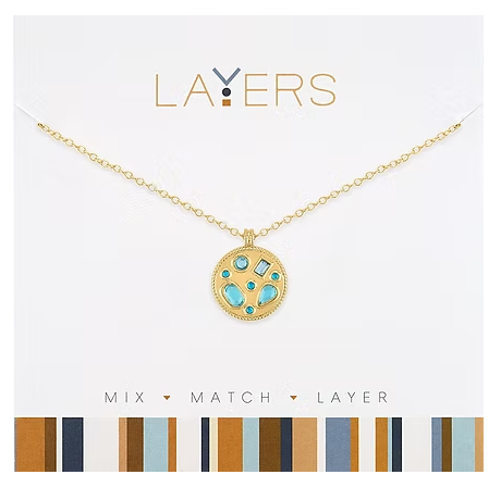 Layers Gold Aquamarine Gemstones Necklace