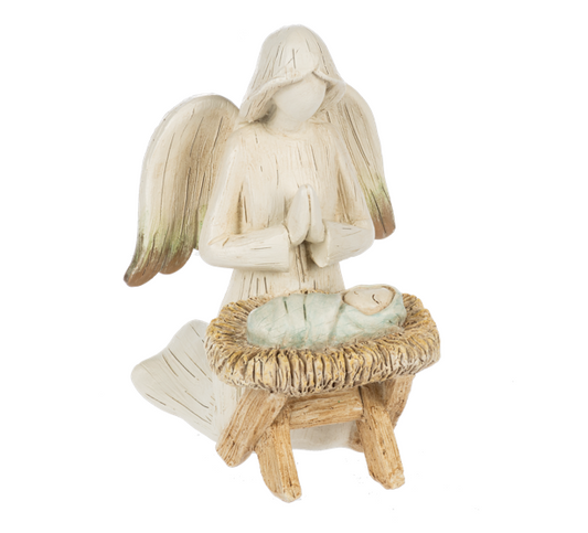 Kneeling Angel at Manger Figurine