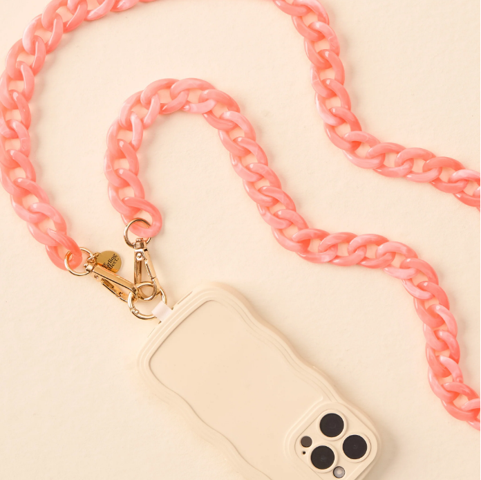 Marble Bubblegum Hold the Phone Crossbody Chain
