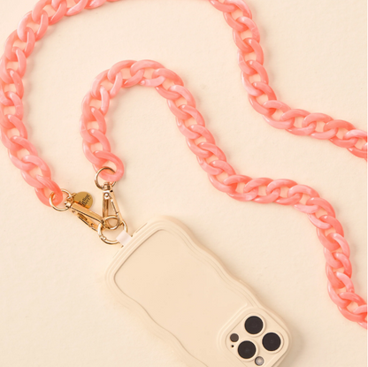 Marble Bubblegum Hold the Phone Crossbody Chain
