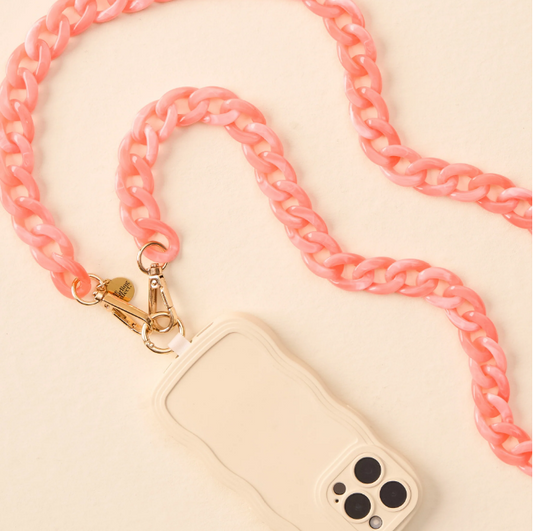 Marble Bubblegum Hold the Phone Crossbody Chain