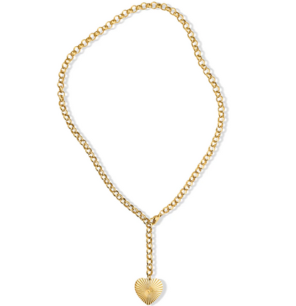 633 Ellie Vail Waterproof Gold-Plated Stainless-Steel Shiloh Heart Lariat Adjustable Necklace