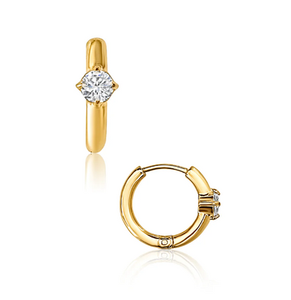 Ellie Vail Gold Yael Solitaire Huggie Hoop Earrings