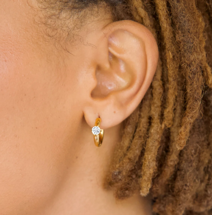 Ellie Vail Gold Yael Solitaire Huggie Hoop Earrings