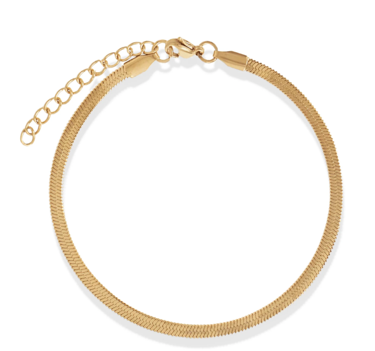 Ellie Vial Gold Nic Herringbone Chain Bracelet