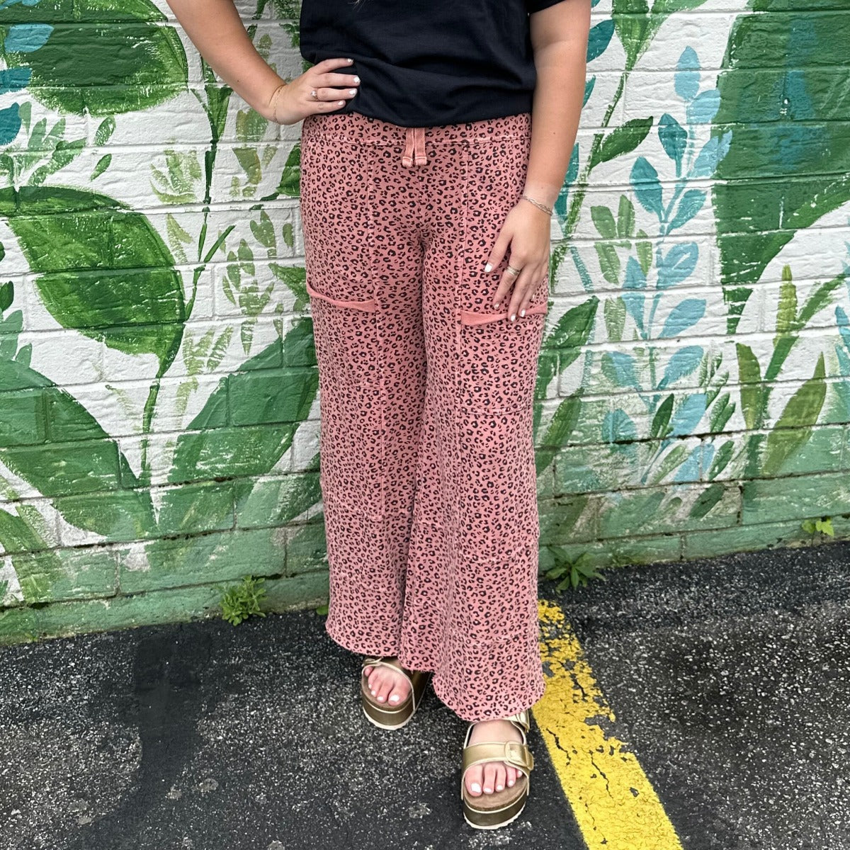 On The Prowl Animal Print Bottoms - Antique Rose