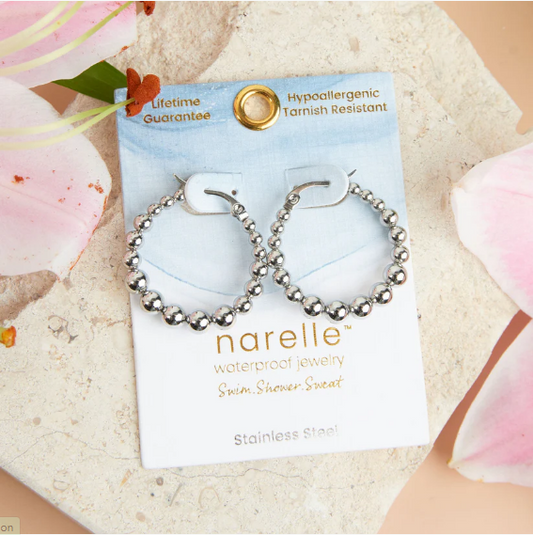 Narelle Waterproof Bubble Hoop Earrings in Silver
