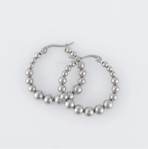 Narelle Waterproof Bubble Hoop Earrings in Silver