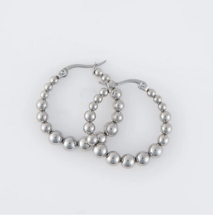 Narelle Waterproof Bubble Hoop Earrings in Silver