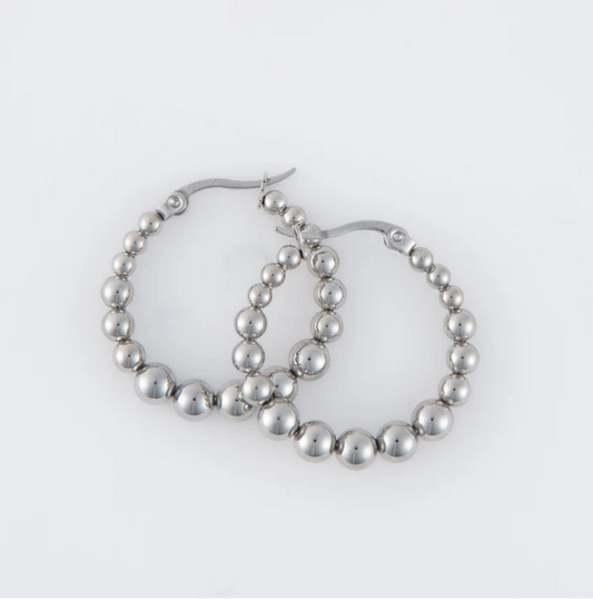 Narelle Waterproof Bubble Hoop Earrings in Silver