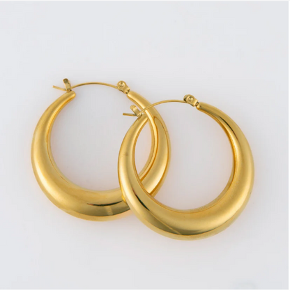 Narelle Waterproof Round Hoop Earrings in Gold