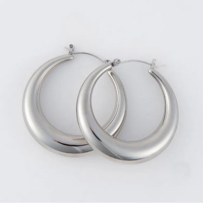 Narelle Waterproof Round Hoop Earrings in Silver