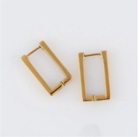 Narelle Waterproof Rectangle Hoop Earrings in Gold