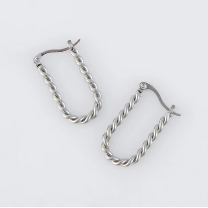 Narelle Waterproof Twisted Hoop Earrings in Silver
