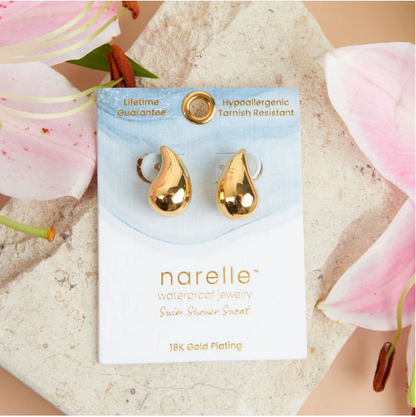 Narelle Waterproof Tear Drop Earrings in Gold