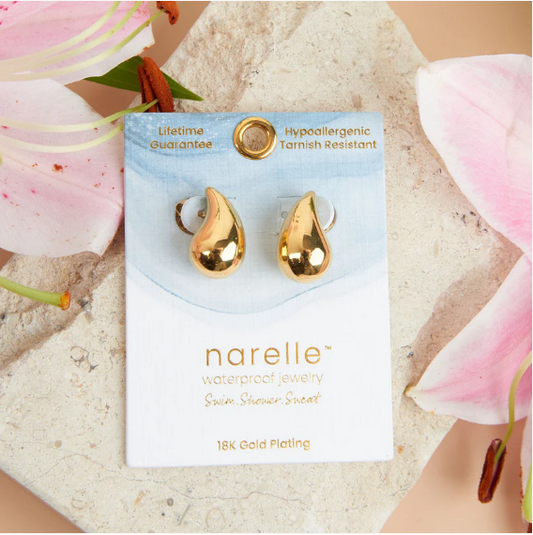 Narelle Waterproof Tear Drop Earrings in Gold