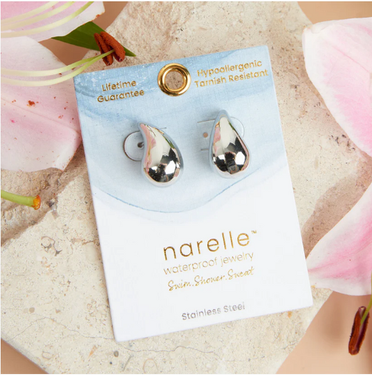 Narelle Waterproof Tear Drop Earrings in Silver