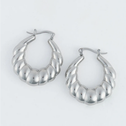 Narelle Waterproof Twisted Chunky Hoop Earrings in Silver