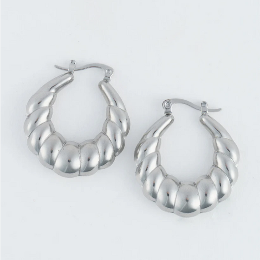 Narelle Waterproof Twisted Chunky Hoop Earrings in Silver