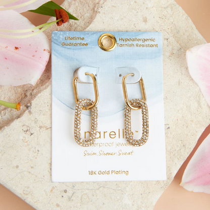 Narelle Waterproof Pave Linked Hoop Earrings in Gold