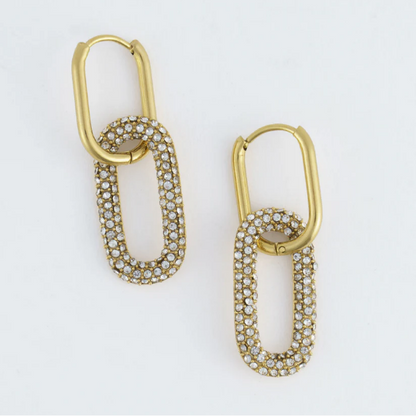 Narelle Waterproof Pave Linked Hoop Earrings in Gold