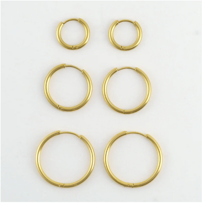 Narelle Waterproof Classic Hoop Earrings Trio in Gold