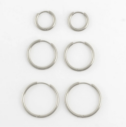 Narelle Waterproof Classic Hoop Earrings Trio in Silver