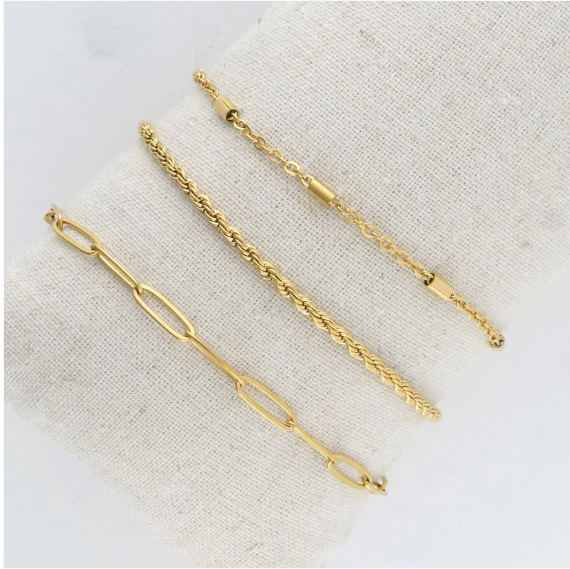 Narelle Waterproof Twisted Chain Bracelet Set in Gold