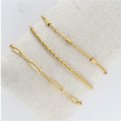 Narelle Waterproof Twisted Chain Bracelet Set in Gold