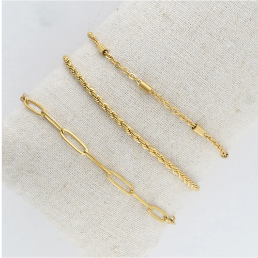 Narelle Waterproof Twisted Chain Bracelet Set in Gold