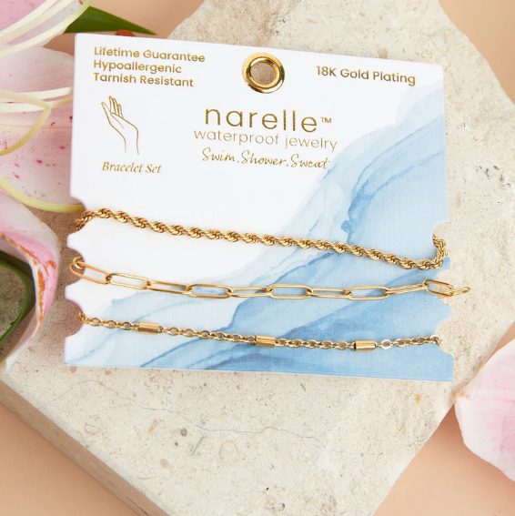 Narelle Waterproof Twisted Chain Bracelet Set in Gold