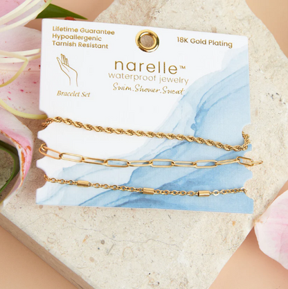 Narelle Waterproof Twisted Chain Bracelet Set in Gold