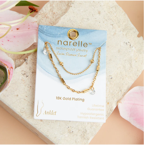 Narelle Waterproof Dainty Multi Row Anklet in Gold